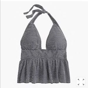J Crew Halter Peplum Tankini Top in Tiny Gingham